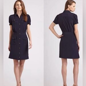 Tory Burch Navy "Gennifer" Utility Silk Dress Size 10